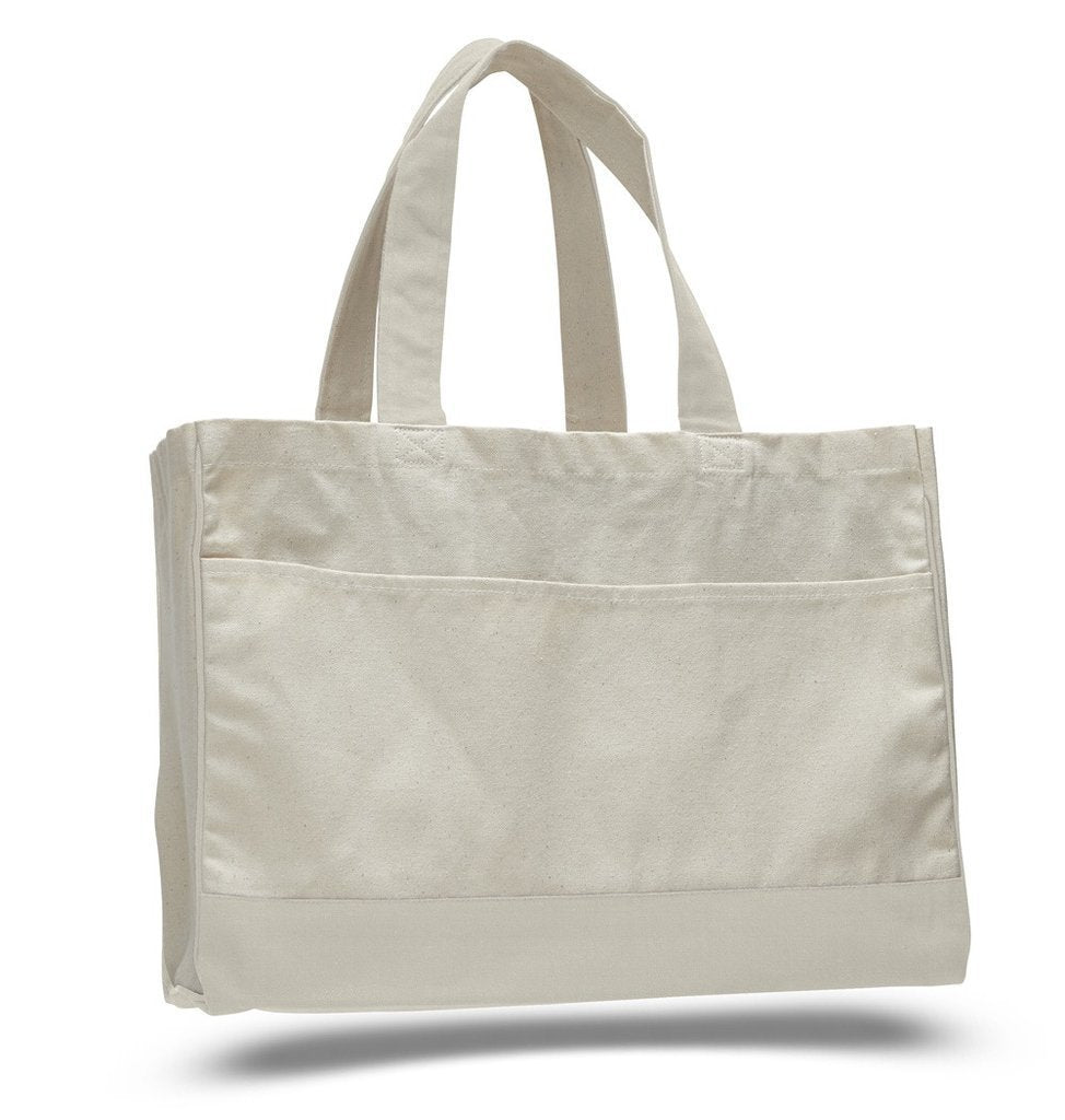 Cotton Canvas Tote Bag With Inside Zipper Pocket - BAGANDCANVAS.COM