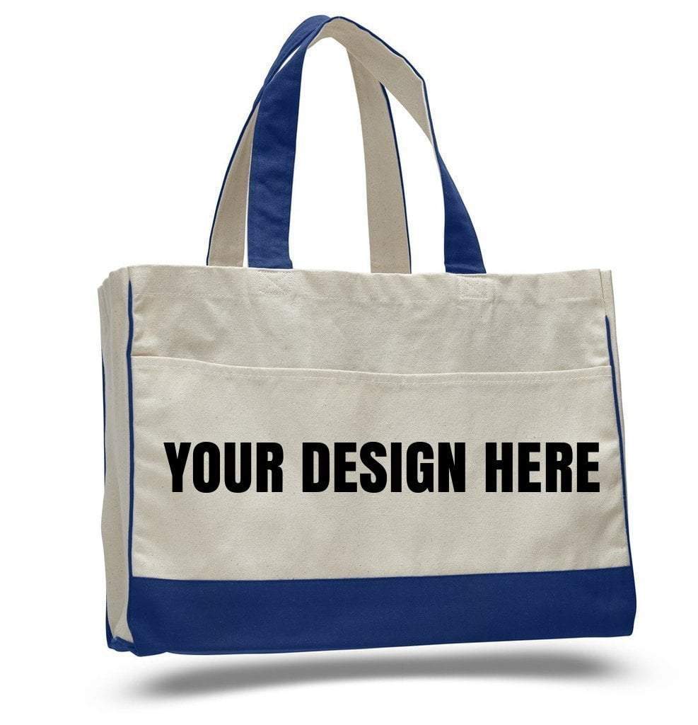 Custom Cotton Canvas Tote Bag With Inside Zipper Pocket - BAGANDCANVAS.COM
