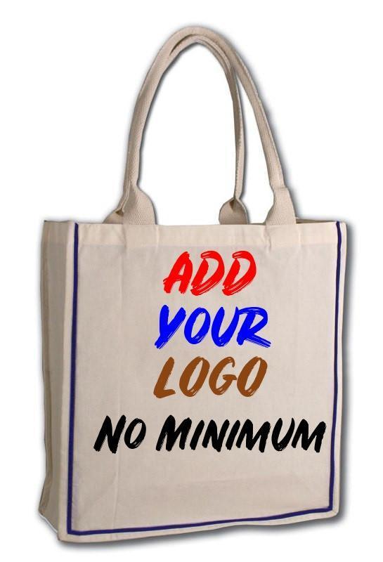 Custom Text Personalized Monogram 100% Cotton Color Handle Boat Tote Canvas  Bag Navy 2 Letters