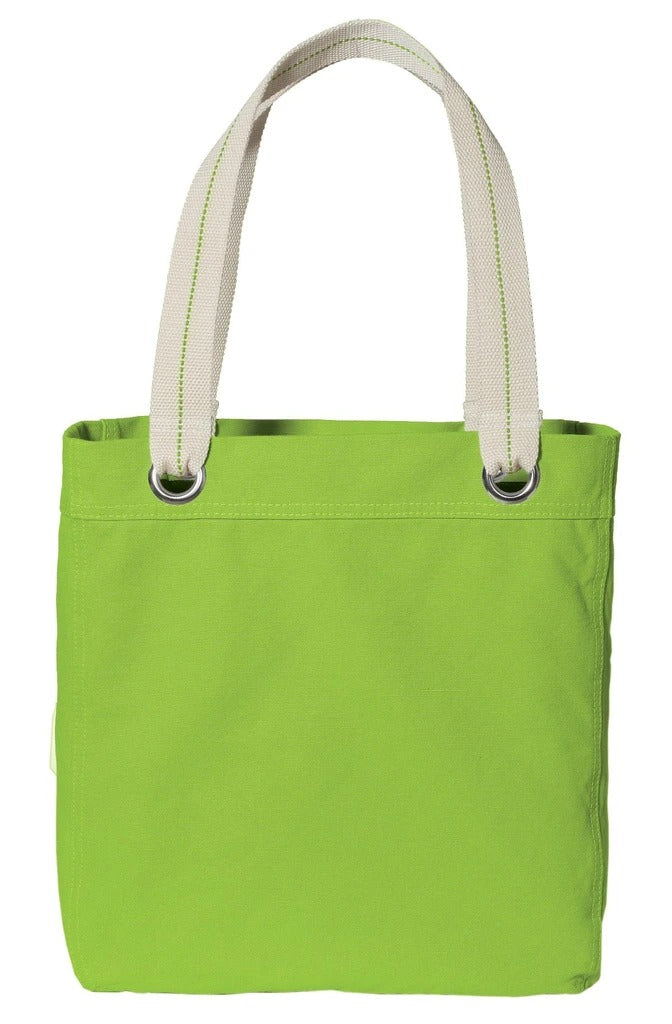 Go Green Recycle Icon Beige Printed Canvas Tote Bags Leather Handles WAS_30  
