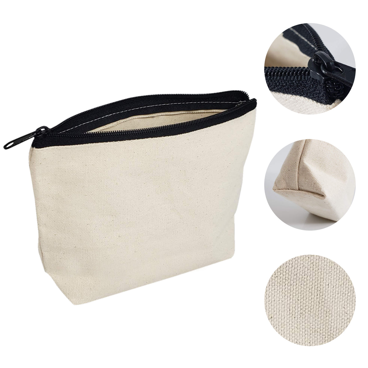 Muka Sample Makeup Bag 7 x 5 Natural Cotton Canvas Pouch with Black  Zipper Sale, Reviews. - Opentip