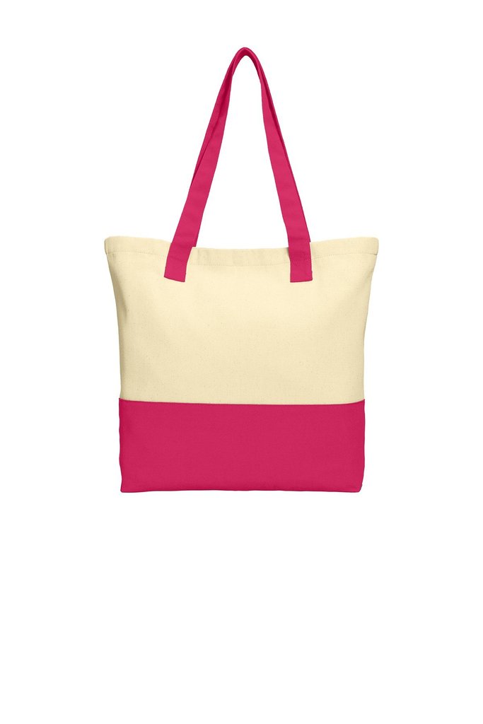 Clava Wellie Tote Bag Orange Pink Stripe PVC Coated Cotton Canvas