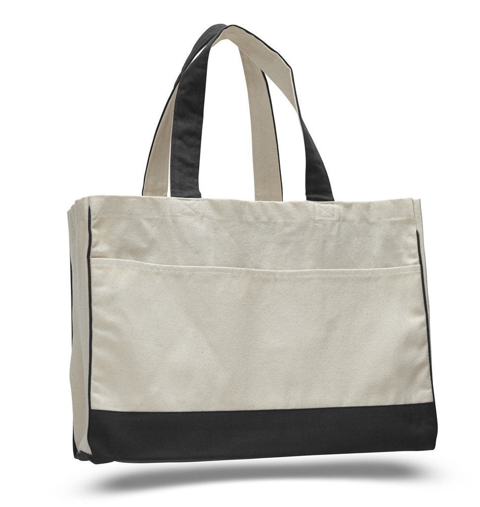 Cotton Canvas Tote Bag With Inside Zipper Pocket