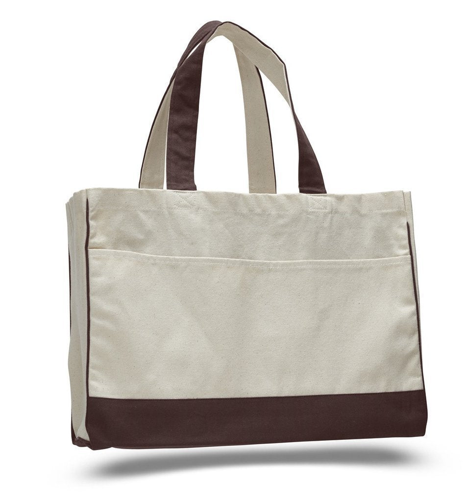 Cotton Canvas Tote Bag With Inside Zipper Pocket