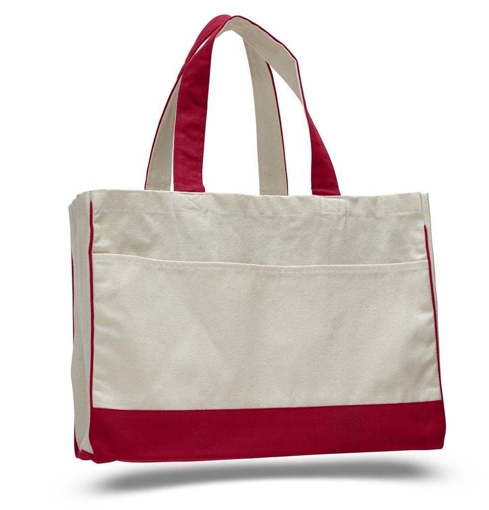 Canvas tote bags with zipper and pockets discount