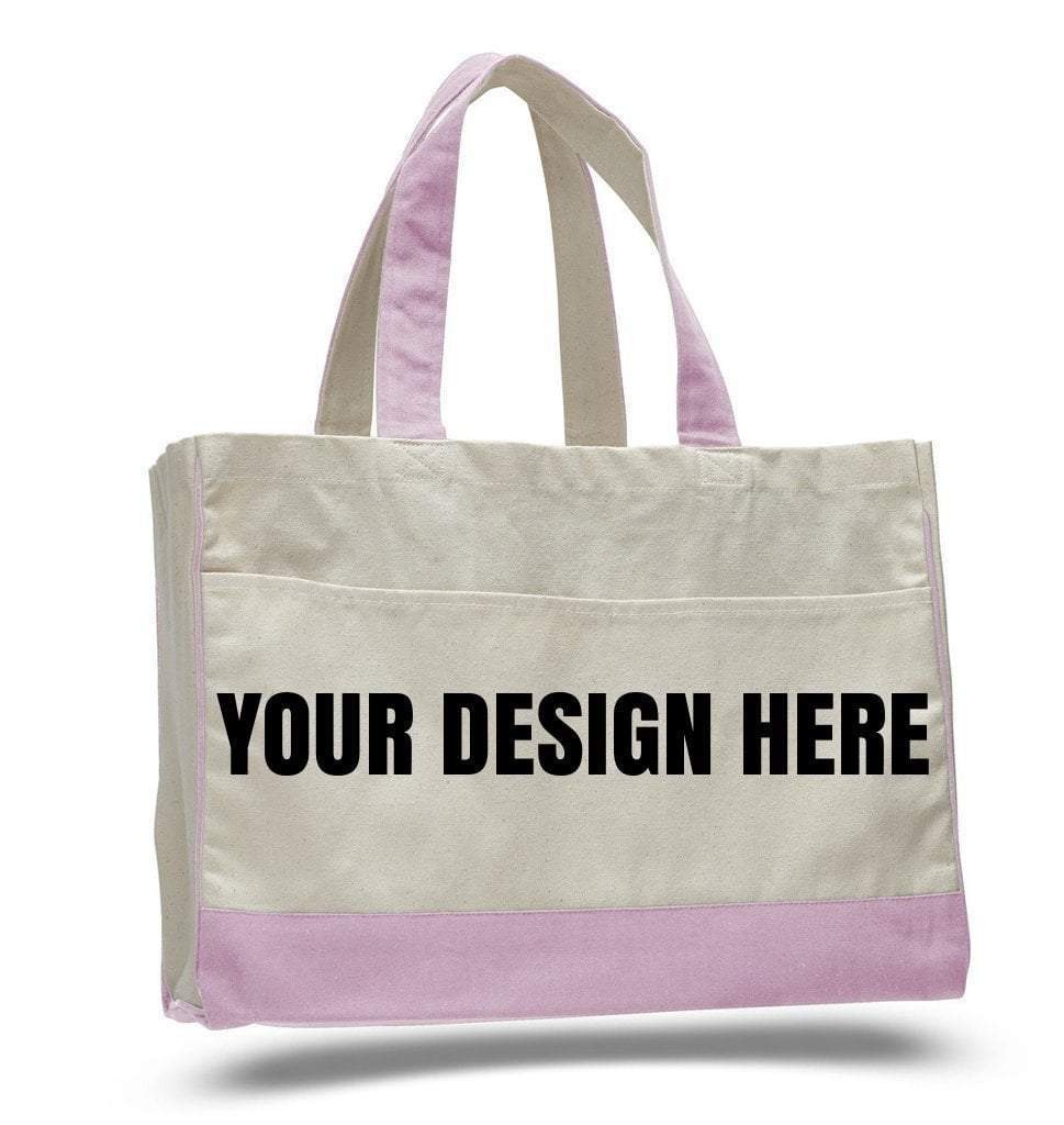 Canvas tote bags with zipper and pockets hot sale