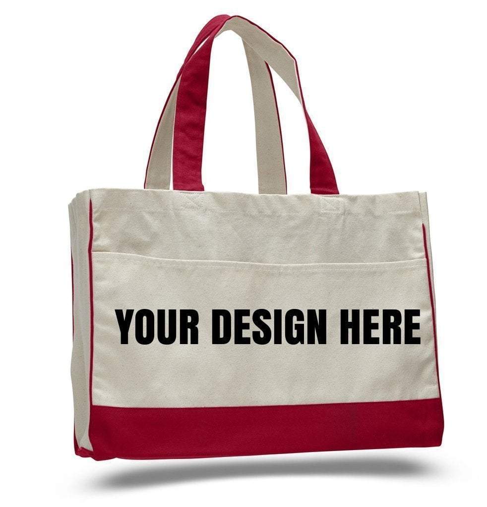 Custom Cotton Canvas Tote Bag With Inside Zipper Pocket - BAGANDCANVAS.COM
