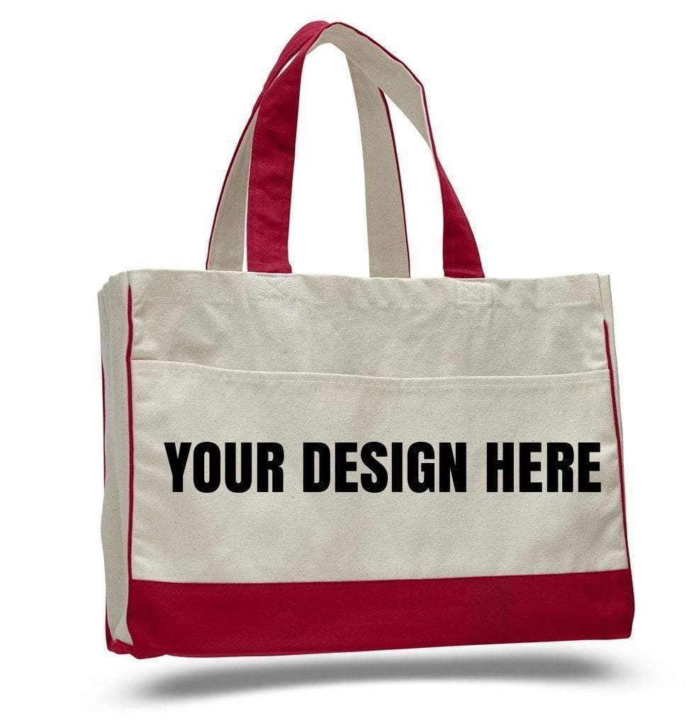 Custom Cotton Canvas Tote Bag With Inside Zipper Pocket