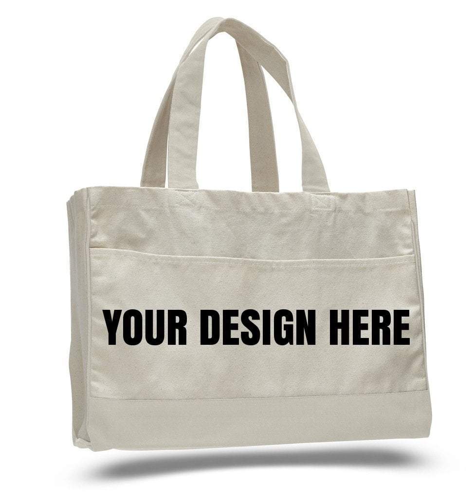 Custom Cotton Canvas Tote Bag With Inside Zipper Pocket - Customized - BAGANDCANVAS.COM