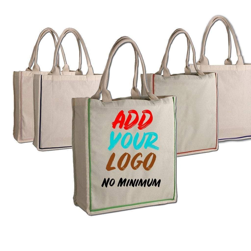Custom Fancy Handle 100% Cotton Tote Bag - Customized - BAGANDCANVAS.COM