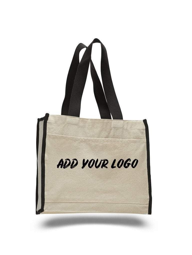 Custom Heavy Canvas Tote Bag With Colored Trim - Customized - BAGANDCANVAS.COM