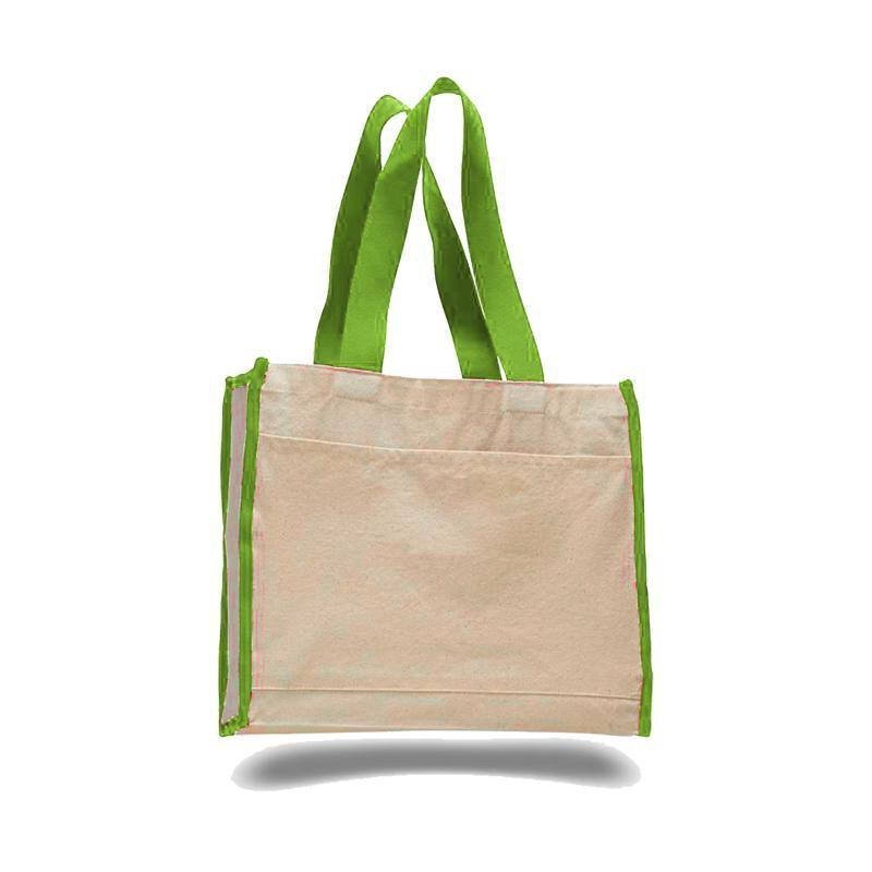 Custom Heavy Canvas Tote Bag With Colored Trim - BAGANDCANVAS.COM
