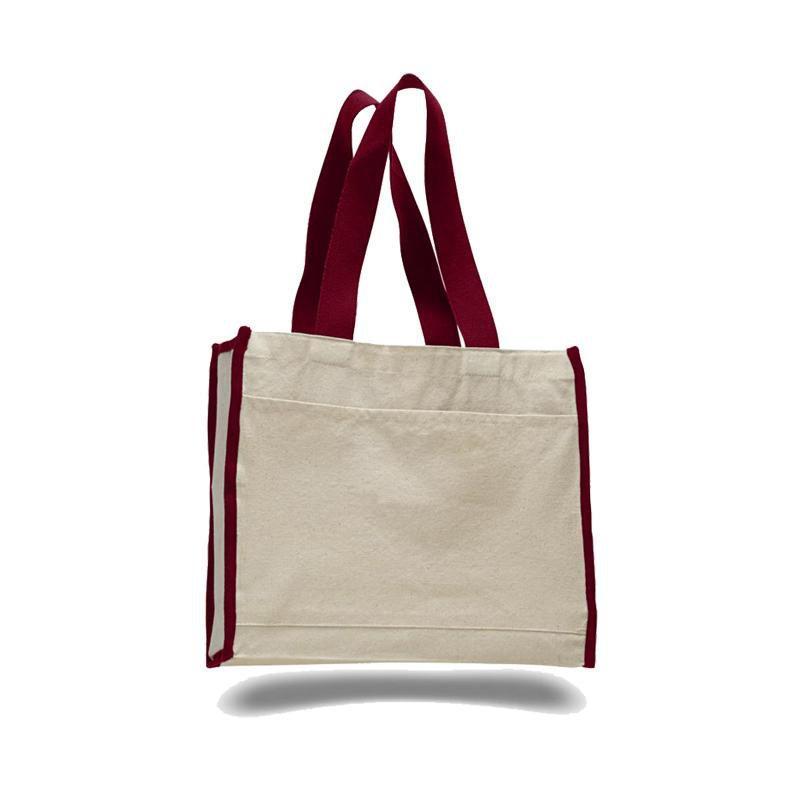 Custom Heavy Canvas Tote Bag With Colored Trim