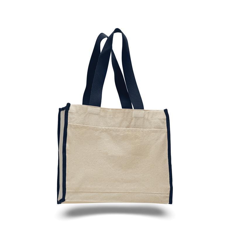 Custom Heavy Canvas Tote Bag With Colored Trim