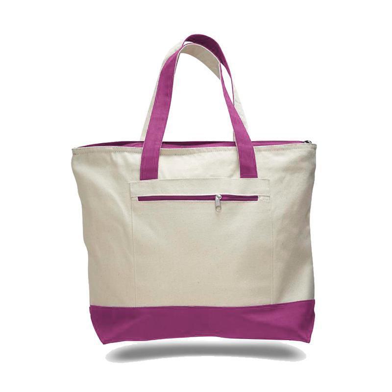 Custom Heavy Canvas Zippered Shopping Tote Bags - BAGANDCANVAS.COM
