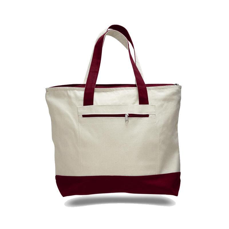 Custom Heavy Canvas Zippered Shopping Tote Bags - BAGANDCANVAS.COM