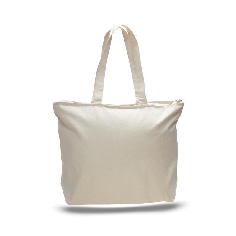 Custom Long Handles Heavy Zippered Canvas Tote Bag