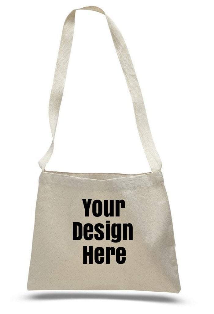 Custom Small Messenger Canvas Tote Bag With Long Straps