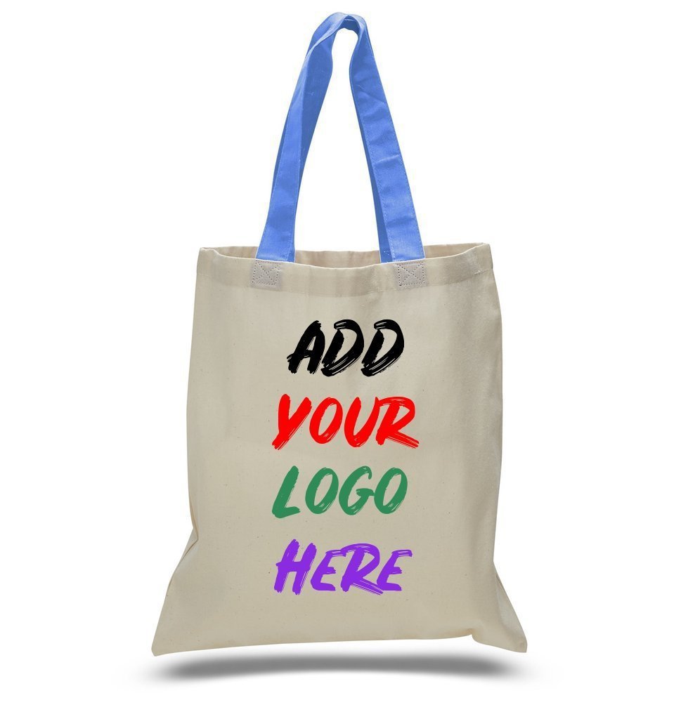 Custom Tote Bag With Color Handles 100% Cotton - BAGANDCANVAS.COM