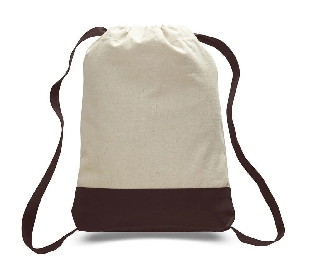 Two Tone Canvas Sport Backpacks / Wholesale Drawstring Bags - BAGANDCANVAS.COM