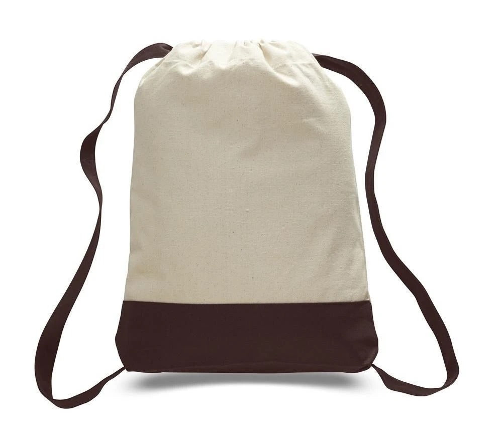 Two Tone Canvas Sport Backpacks Wholesale Drawstring Bags BAGANDCANVAS.COM