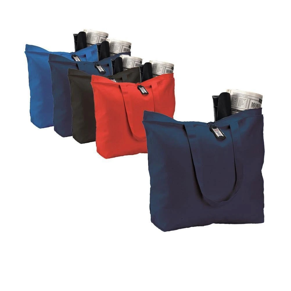 Long Handles Heavy Zippered Canvas Tote Bag - BAGANDCANVAS.COM