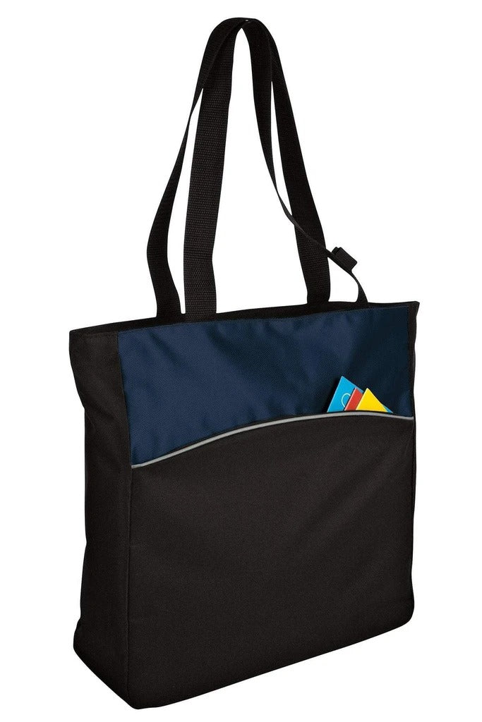 Two-Tone Colorblock Polyester Canvas Tote Bag - BAGANDCANVAS.COM