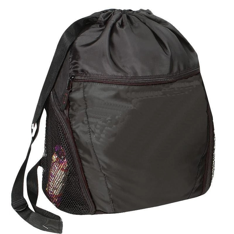 Drawstring Backpack With Front Pocket - BAGANDCANVAS.COM