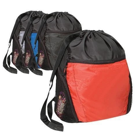 Drawstring Backpack With Front Pocket - BAGANDCANVAS.COM