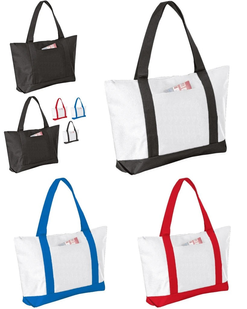 Polyester Beach Tote Bags With Zipper - BAGANDCANVAS.COM