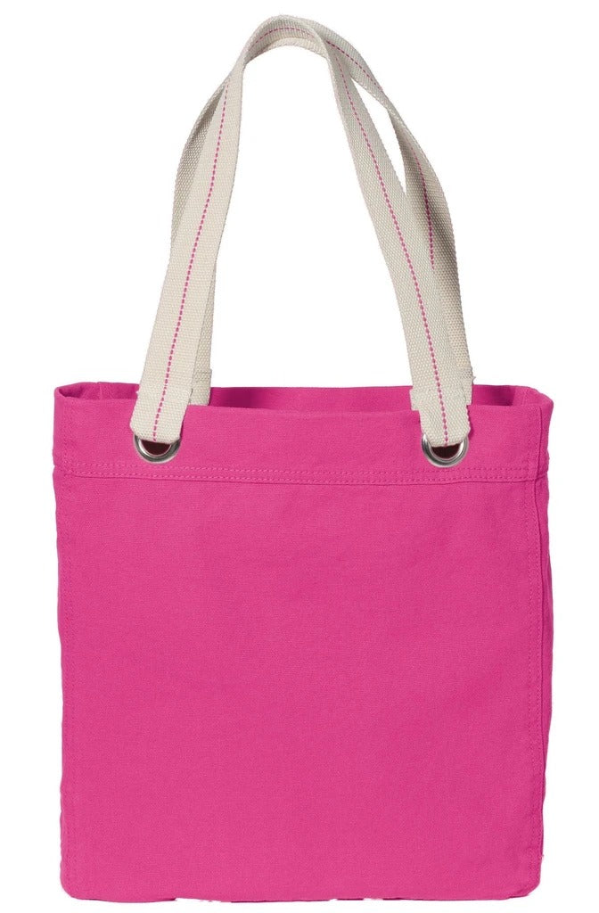 Lands' End Extra Large Natural 5 Pocket Open Top Long Handle Canvas Tote  Bag - - Natural/Fresh Pink